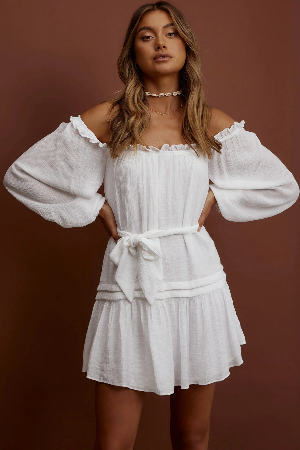 Sycamore Off- Shoulder Pintuck Dress White