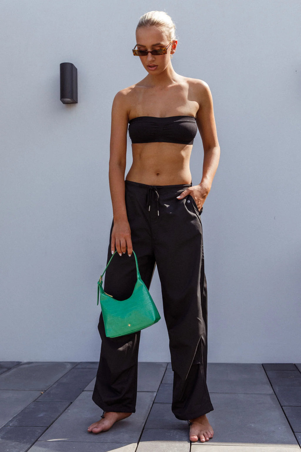 Starting Line Low Rise Wide Leg Pants Black