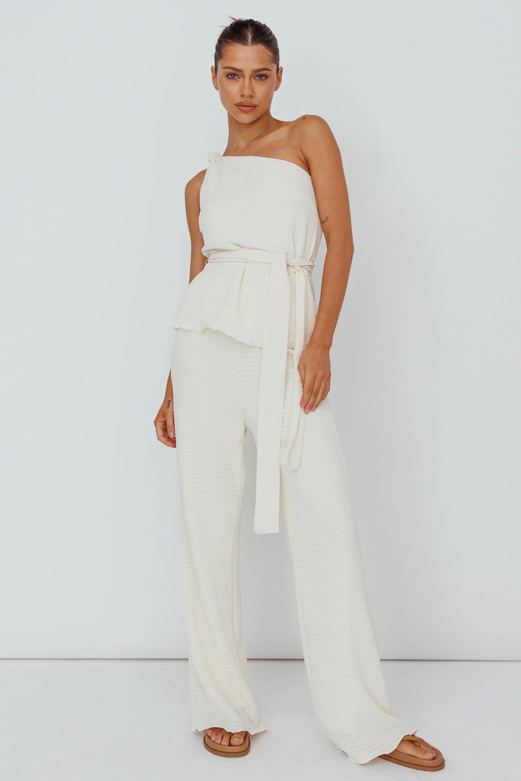 Austin City Textured Pants Cream