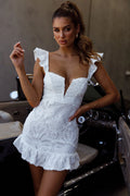 Mon Papillon Lace Mini Dress White