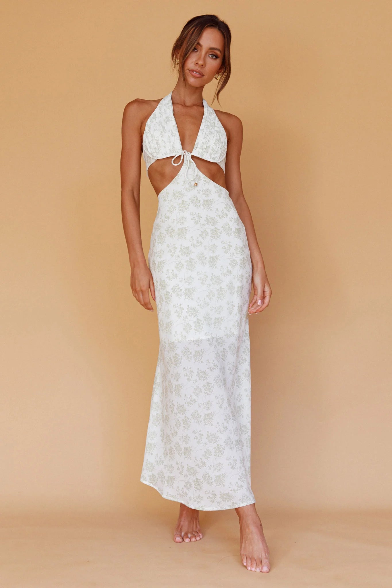 Paradise Found Cut-Out Midi Dress Floral Sage