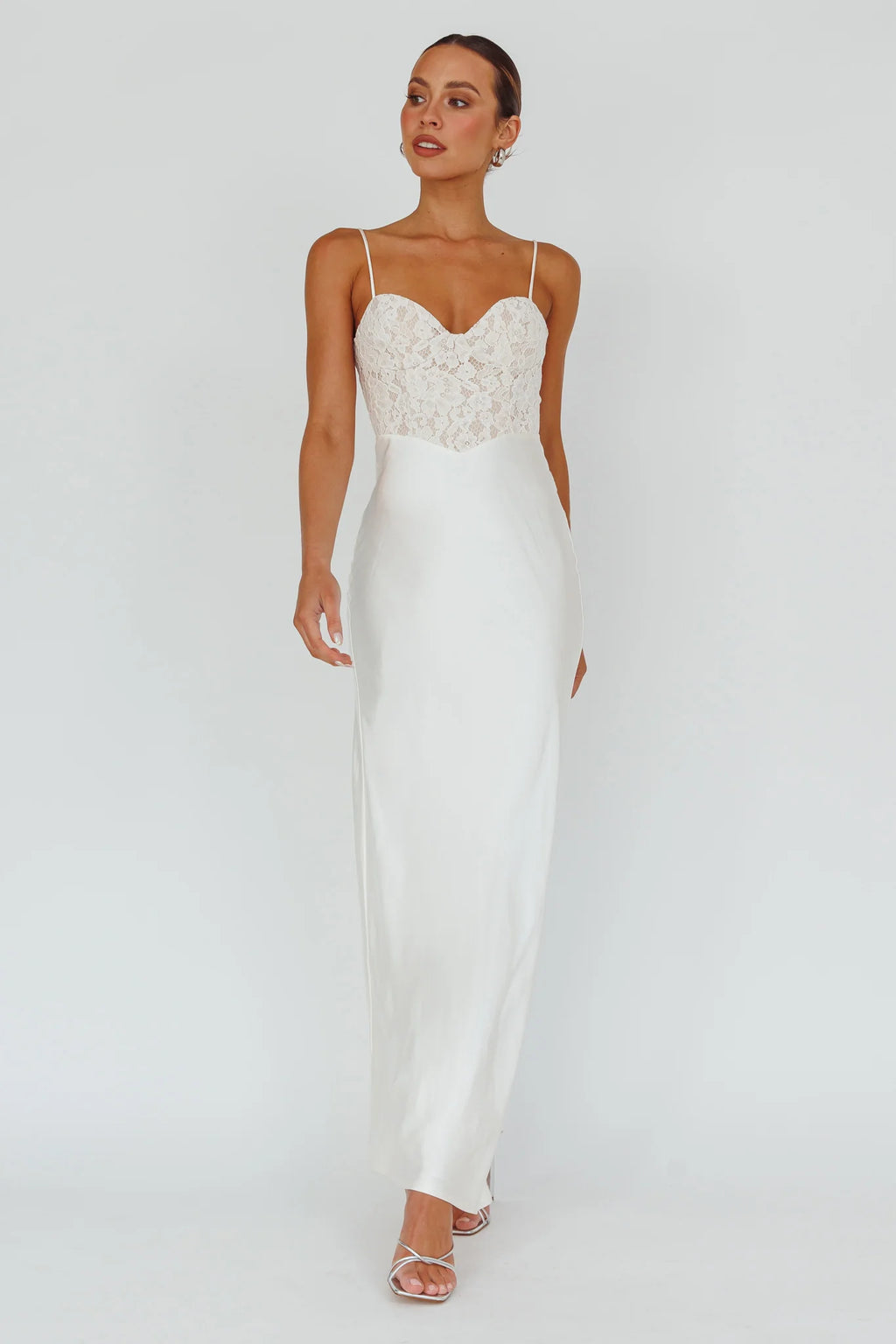 Evening Star Lace Bodice Maxi Dress Ivory