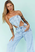 Uptown Strapless Crop Top Denim