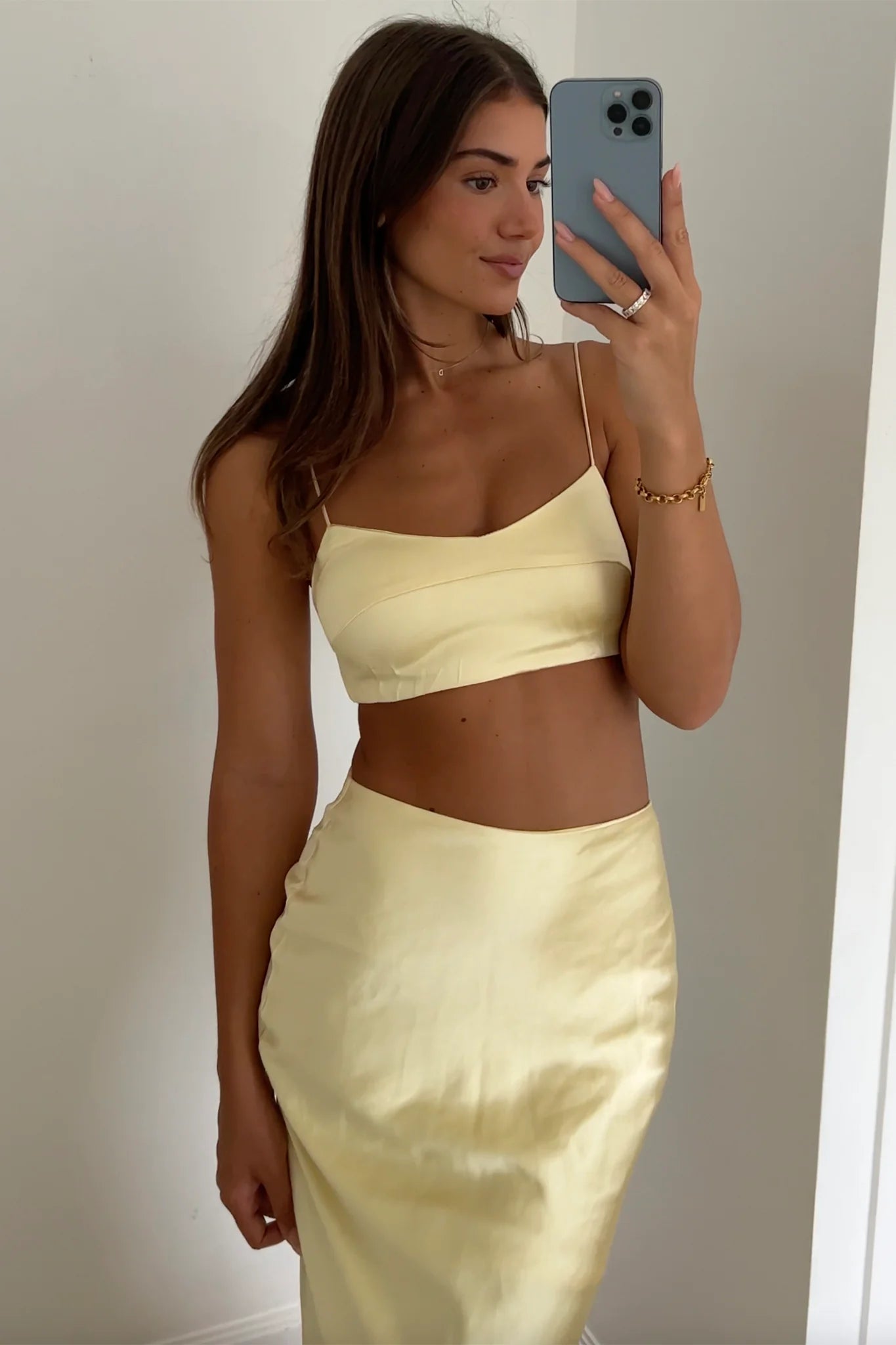 The Moment Cami Strap Crop Top Light Yellow