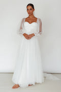 Fairytale Dream Sheer Sleeve Maxi Dress White