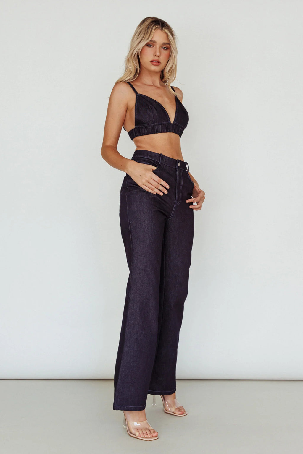 Isalei Bralette Crop Top Denim