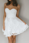 Cheyenne Sweetheart Neckline A-Line Dress White