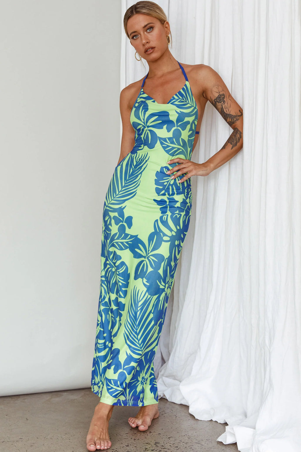 Fiji Feeling Midi Dress Tropical Kiwi