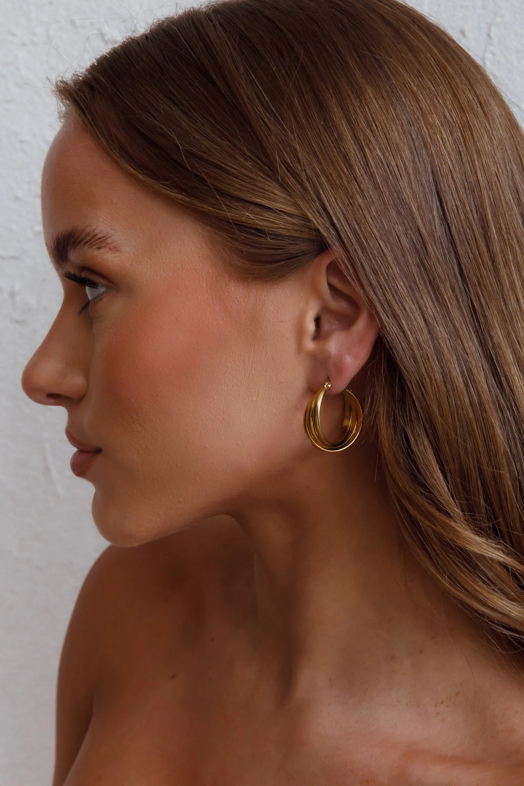 Mona Triple Hoop Earrings Gold