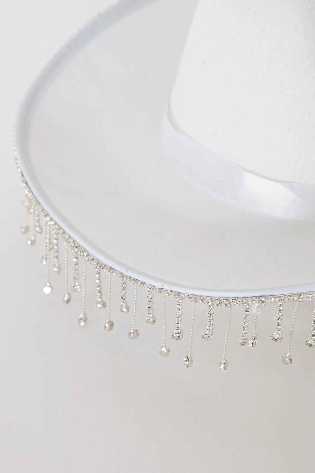 Dolly Diamante Fringe Cowboy Hat White