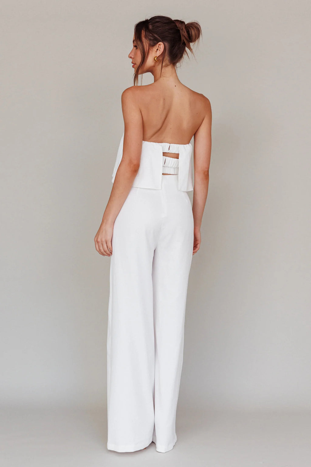 Butterfly Kiss Strapless Jumpsuit Off White