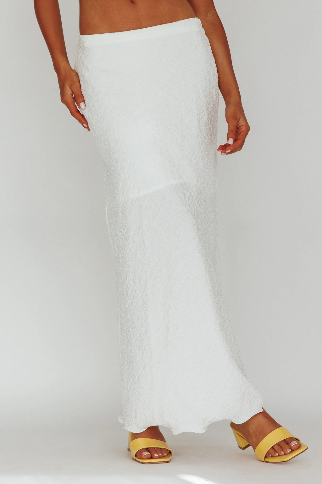 Roman Midi Skirt Textured White