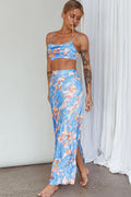 Well Versed Maxi Skirt Abstract Blue