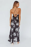 Lyndel Tied Back Slip Midi Dress Black