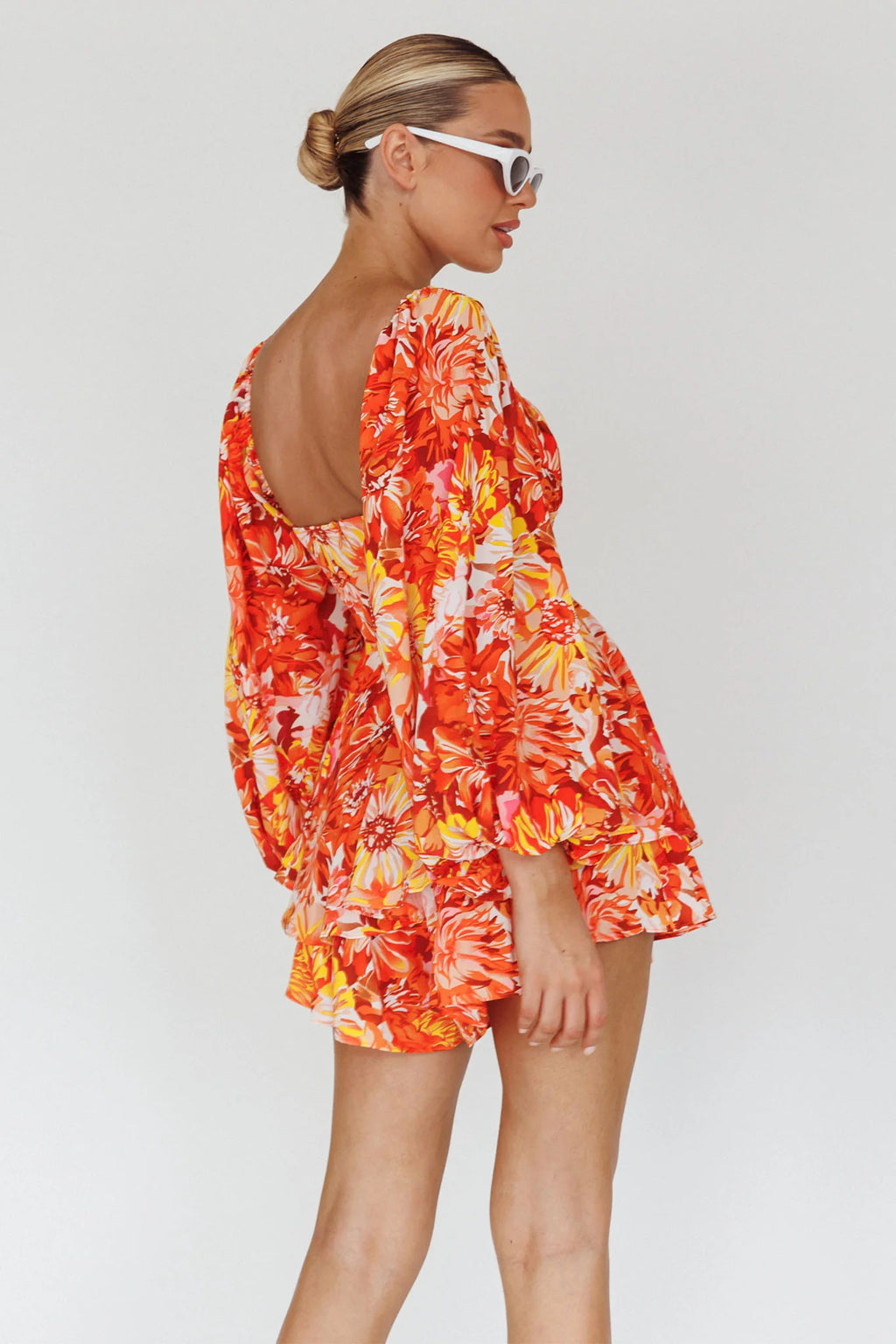 Evanice Shirred Waist Romper Floral Yellow