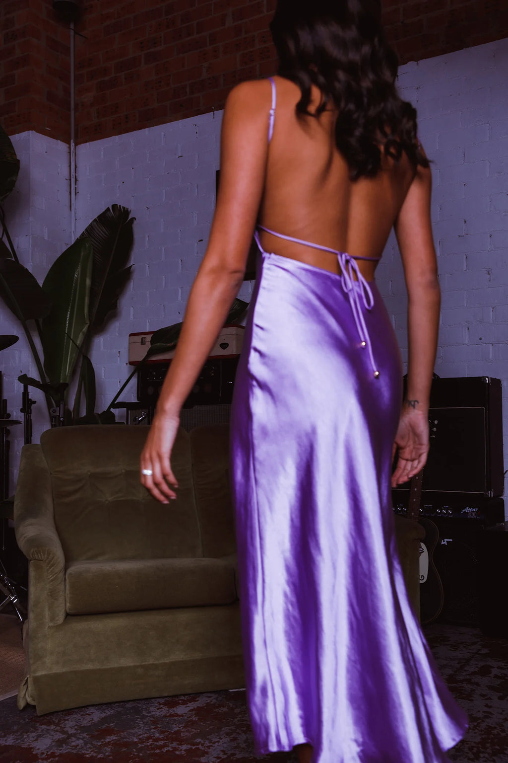 Dolce Life Low Back Midi Dress Lilac