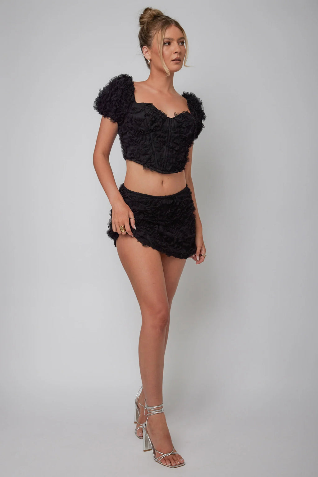 Cielito Embellished Crop Top Black