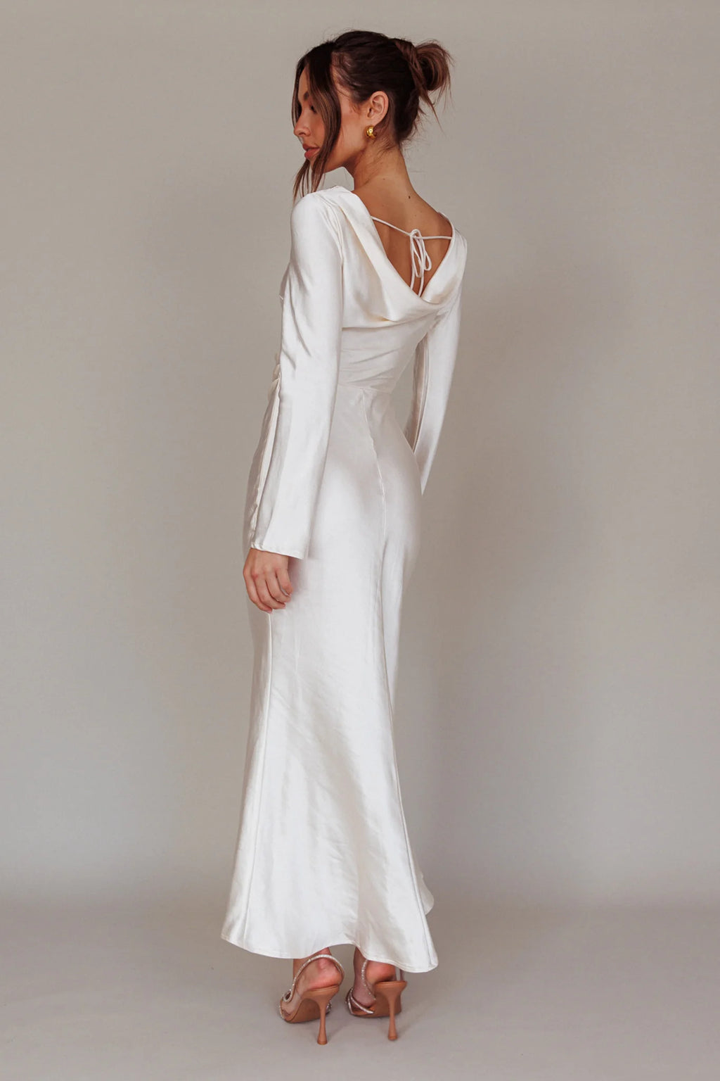 Loveland Cowl Back Midi Dress Oyster
