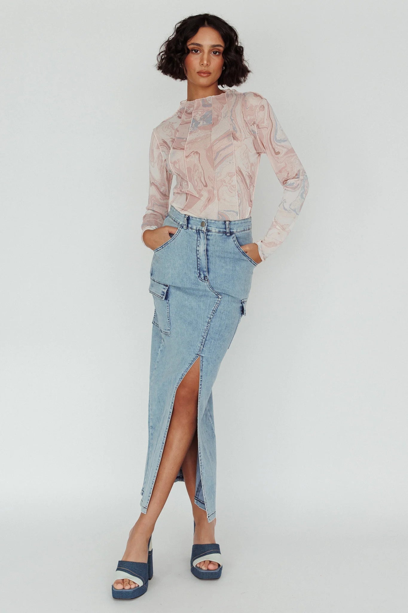 Madrid Long Sleeve Mesh Top Pink Multi