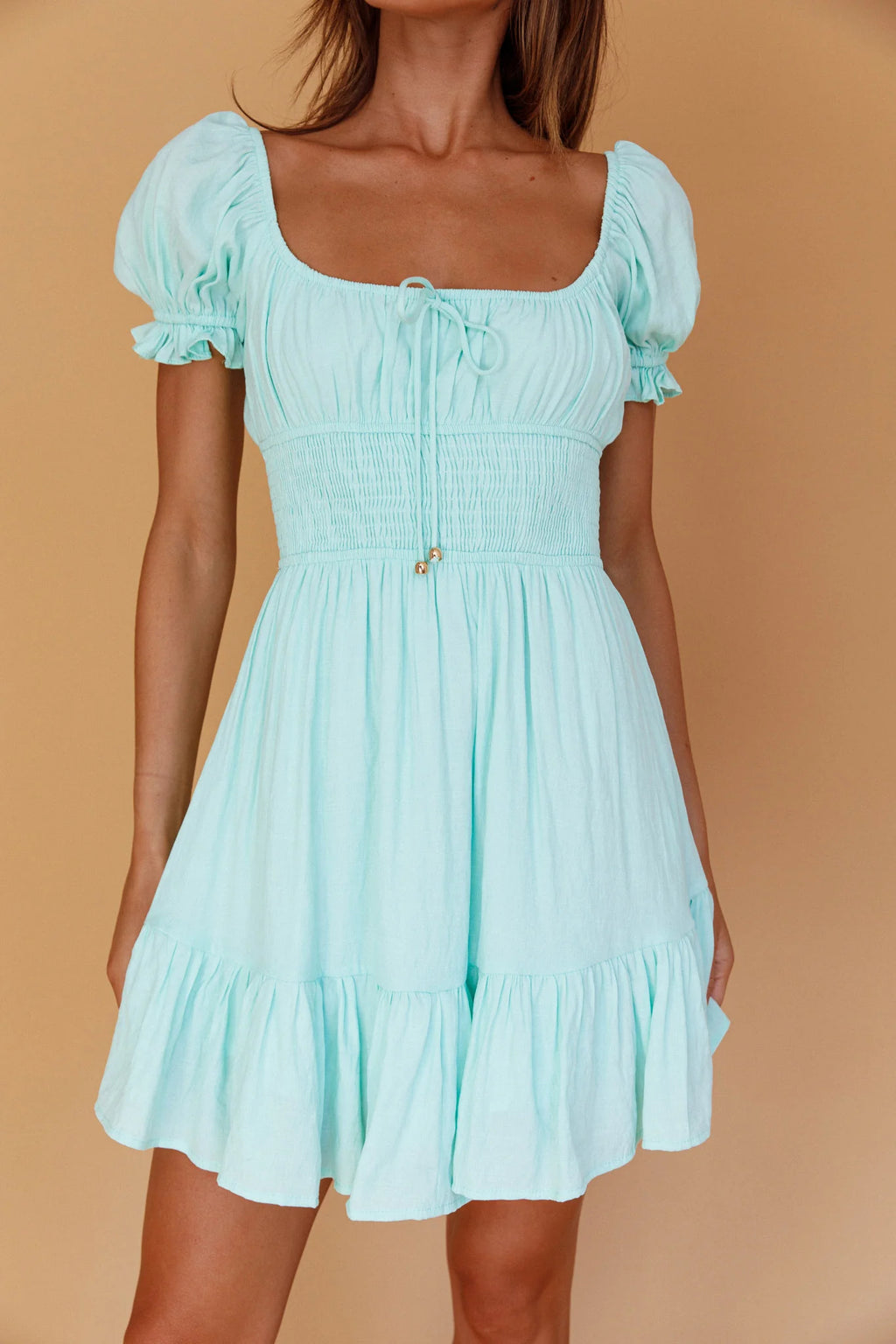 Amilie Shirred Waist Sundress Mint