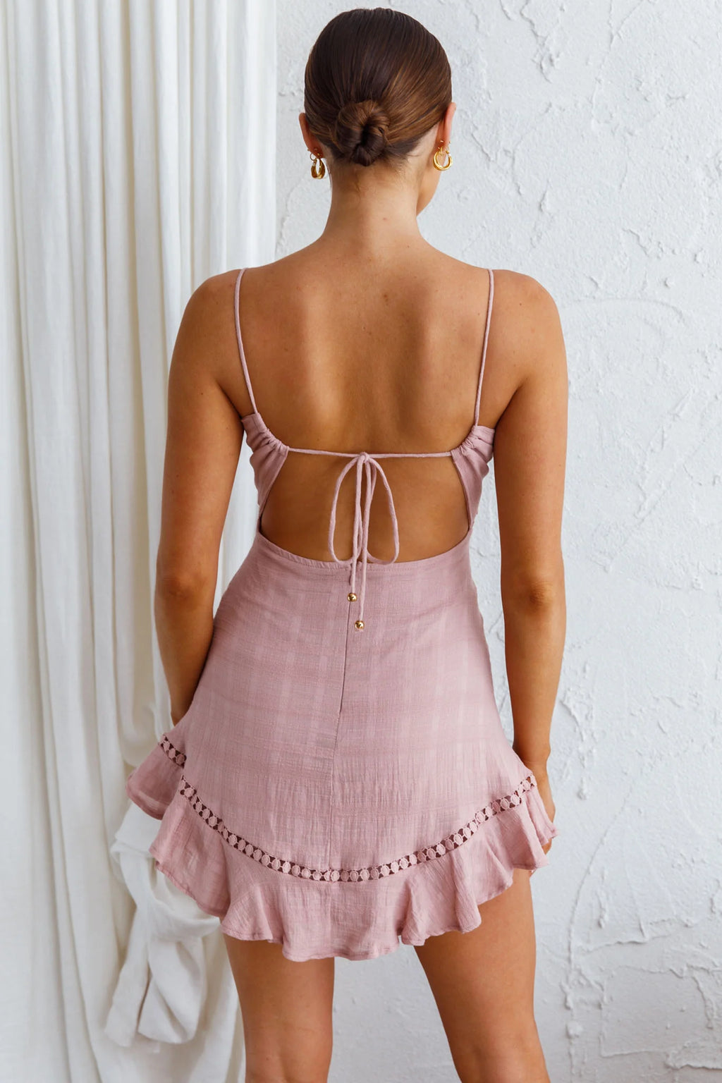 Royale Crochet Lace Trim Dress Mauve
