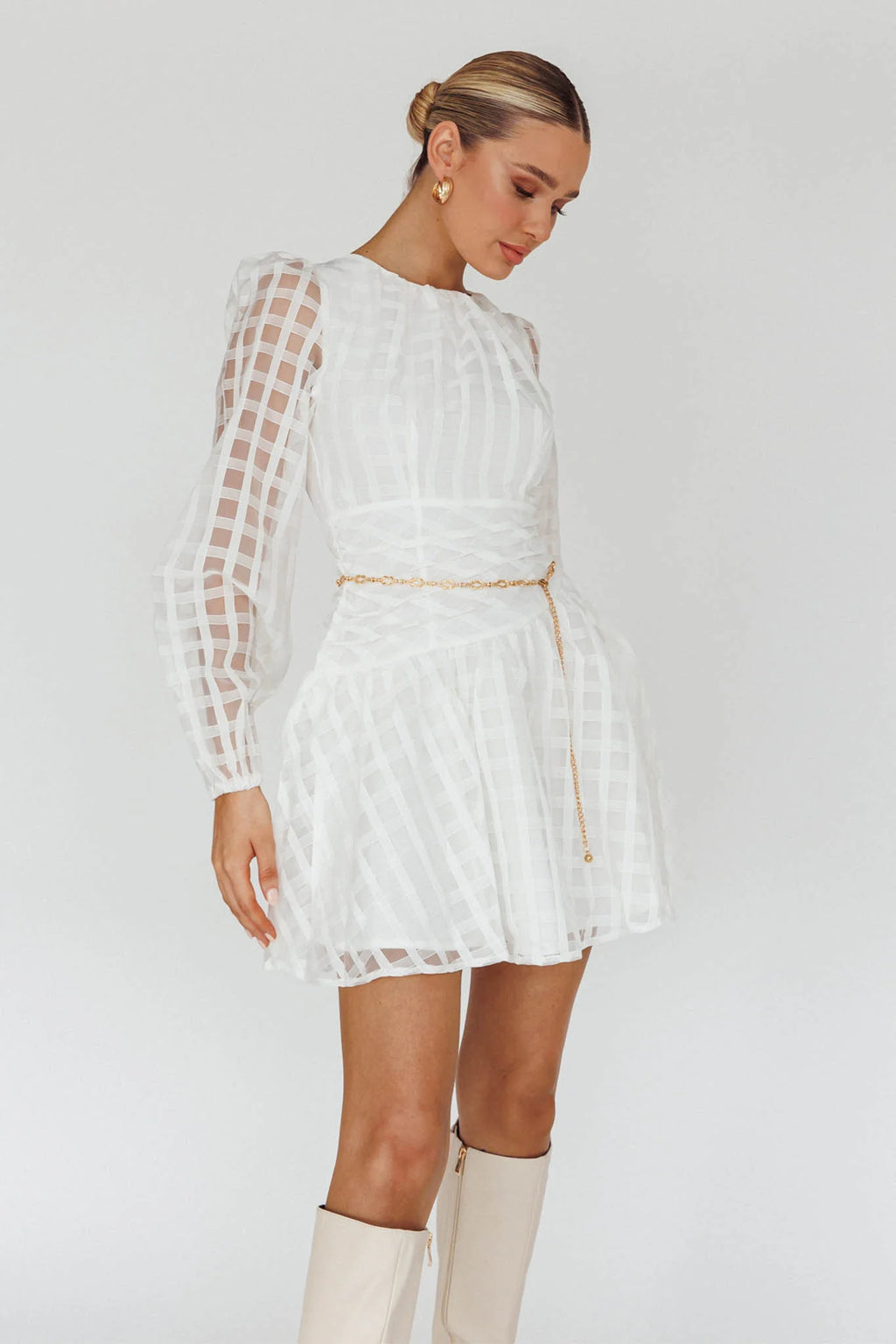 Tatiana Long Sleeve Plaid Mini Dress