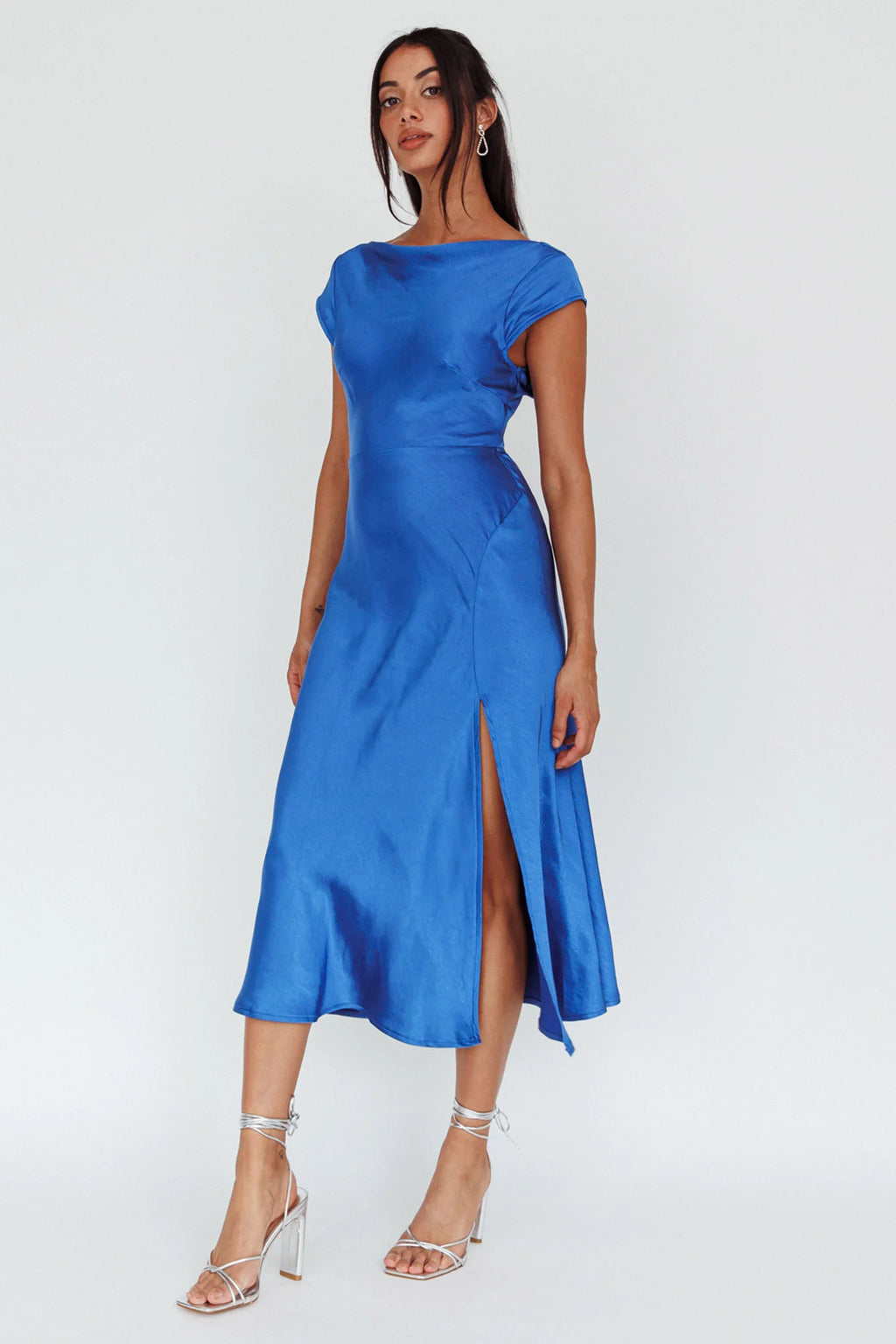 Lucinda Twist Back Midi Dress Navy