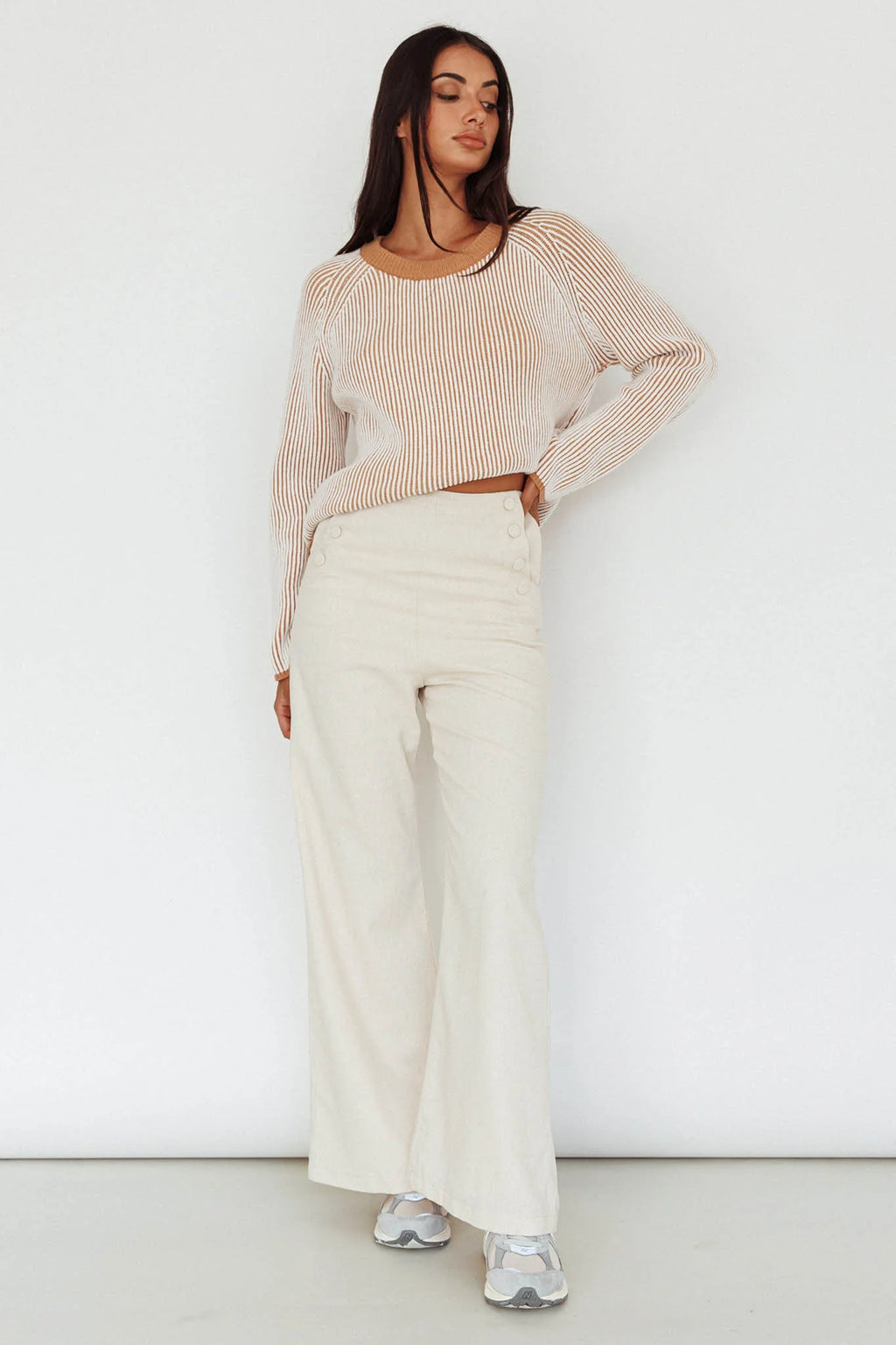 Trafalgur Ribbed Knit Sweater Camel