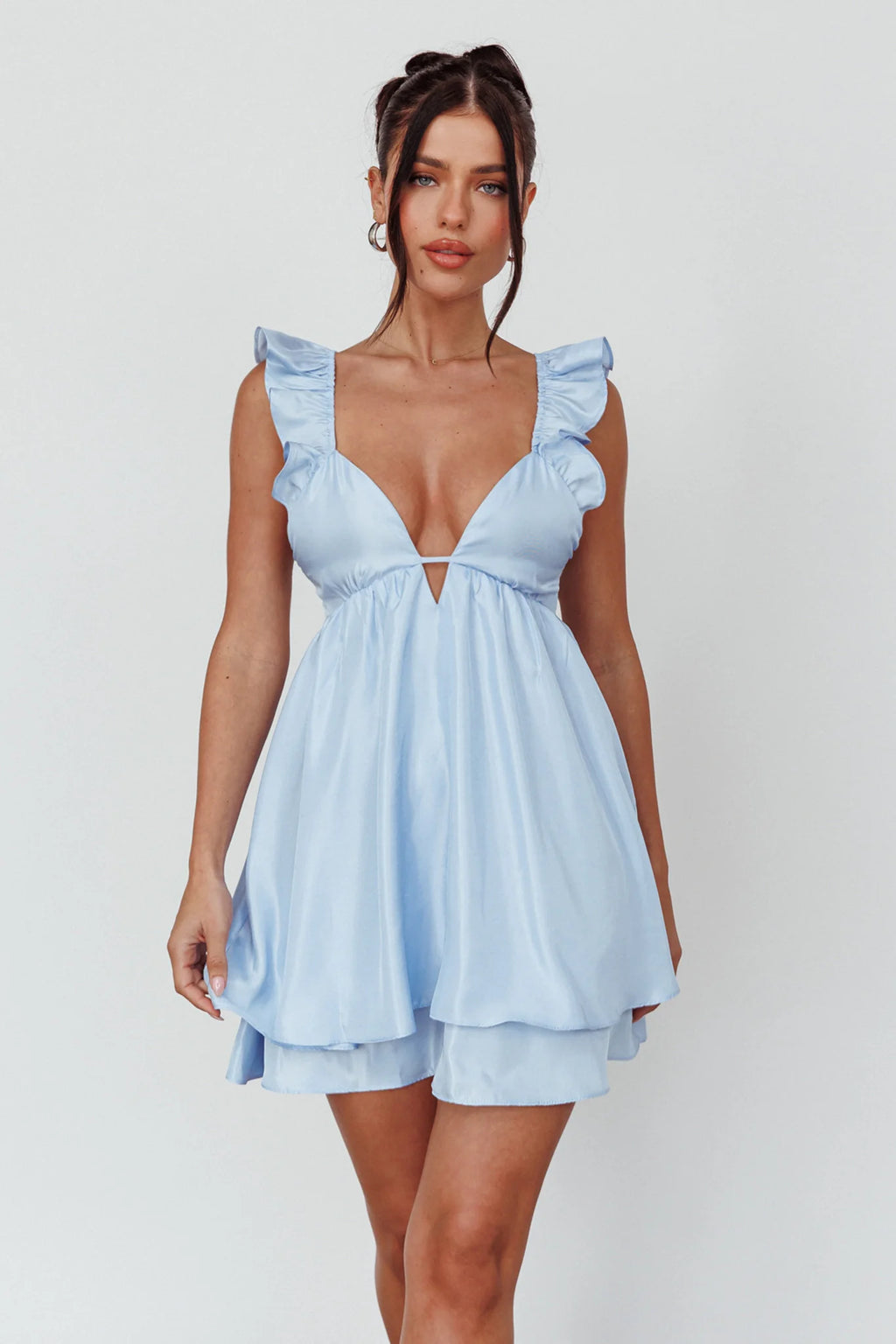 Siren Song Frill Strap Mini Dress Sky