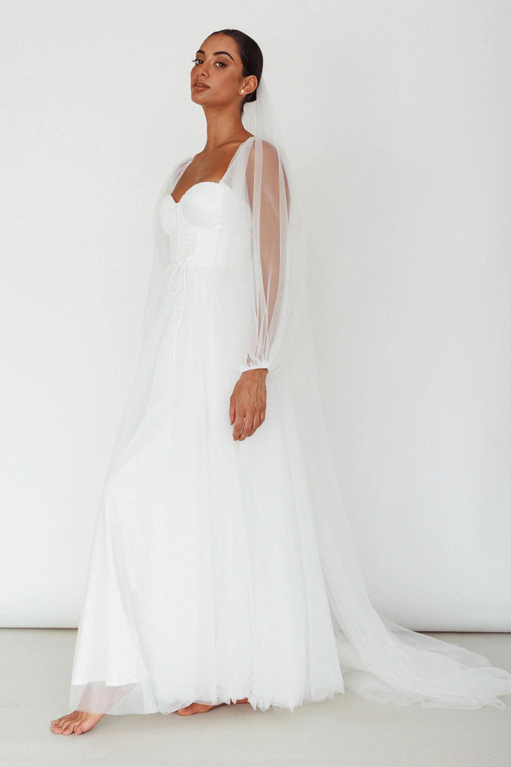 Fairytale Dream Sheer Sleeve Maxi Dress White
