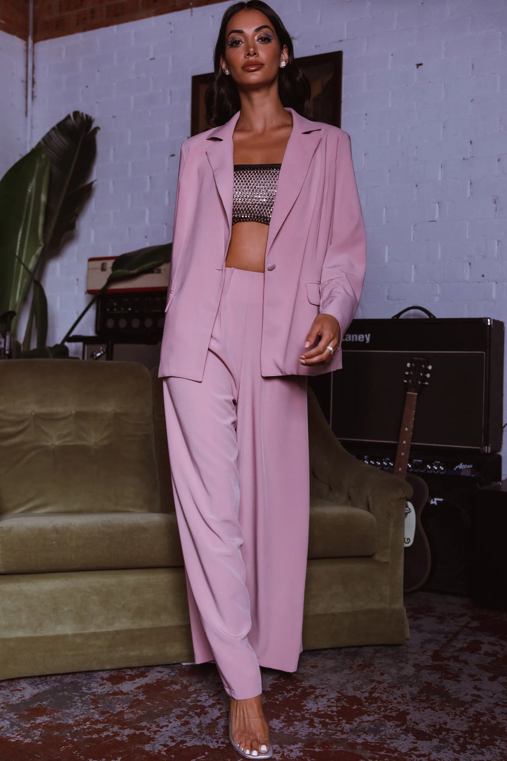 Vous Etes Belle Pleated Waist Pants Blush
