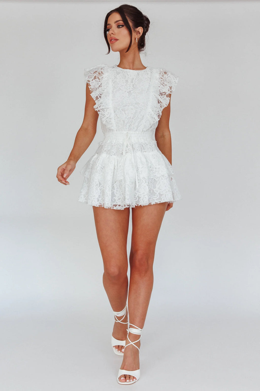 Sevila Sleeveless Lace Romper White